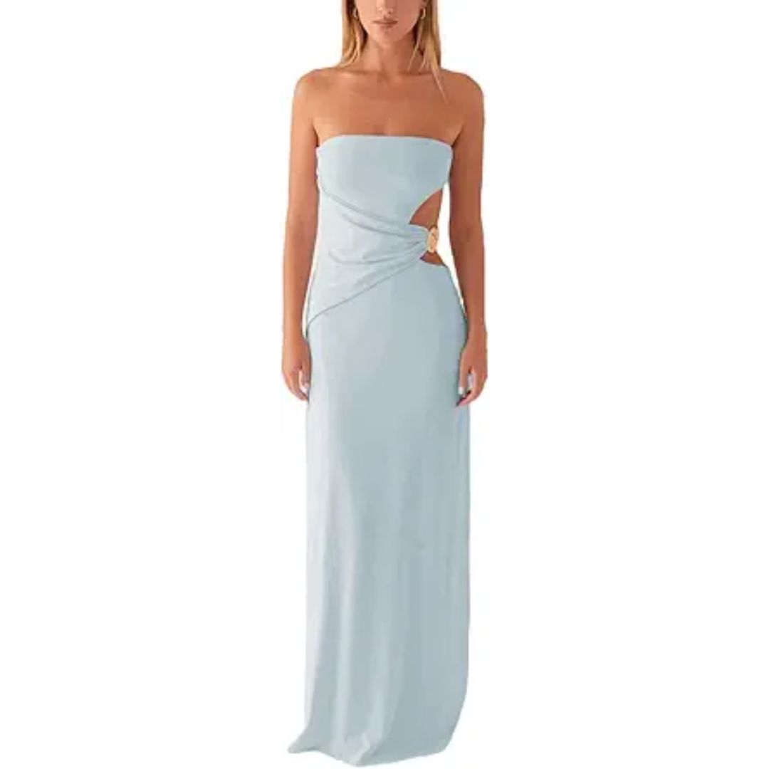 Cut Out Maxi Tube Dresses for Women Sexy Y2k Strapless Backless Bodycon Long Dress Summer Sleeveless Hollow Sundress