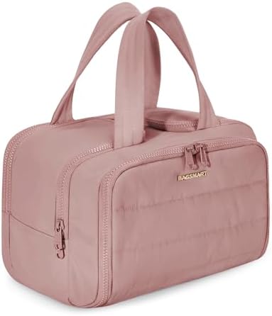 BAGSMART Travel Toiletry Bag Large for Women Cosmetic Makeup Bag Dark Pink