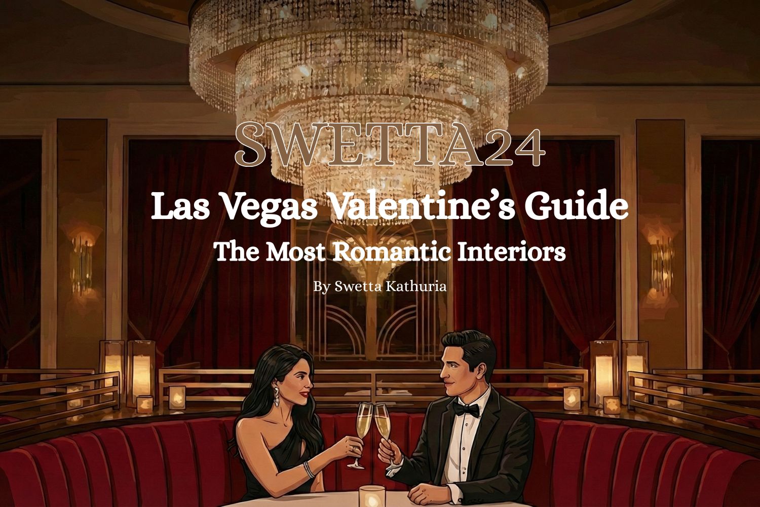 Romantic Las Vegas Restaurant Interiors with massive chandeliers and cinematic lighting