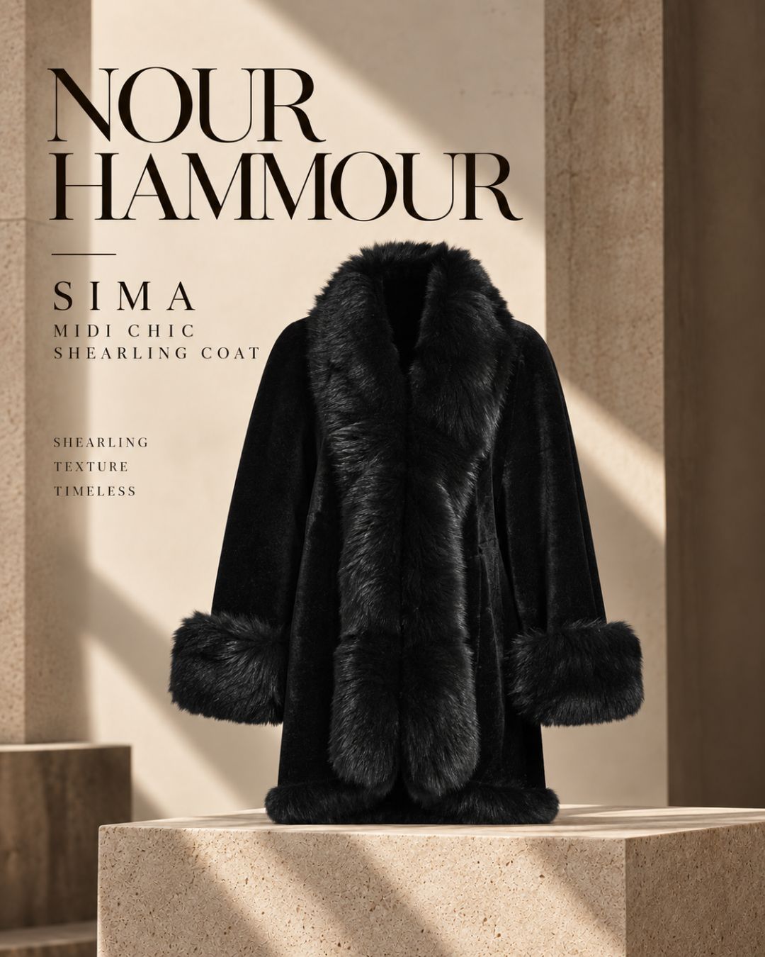 Sima Midi Chic Shearling Coat