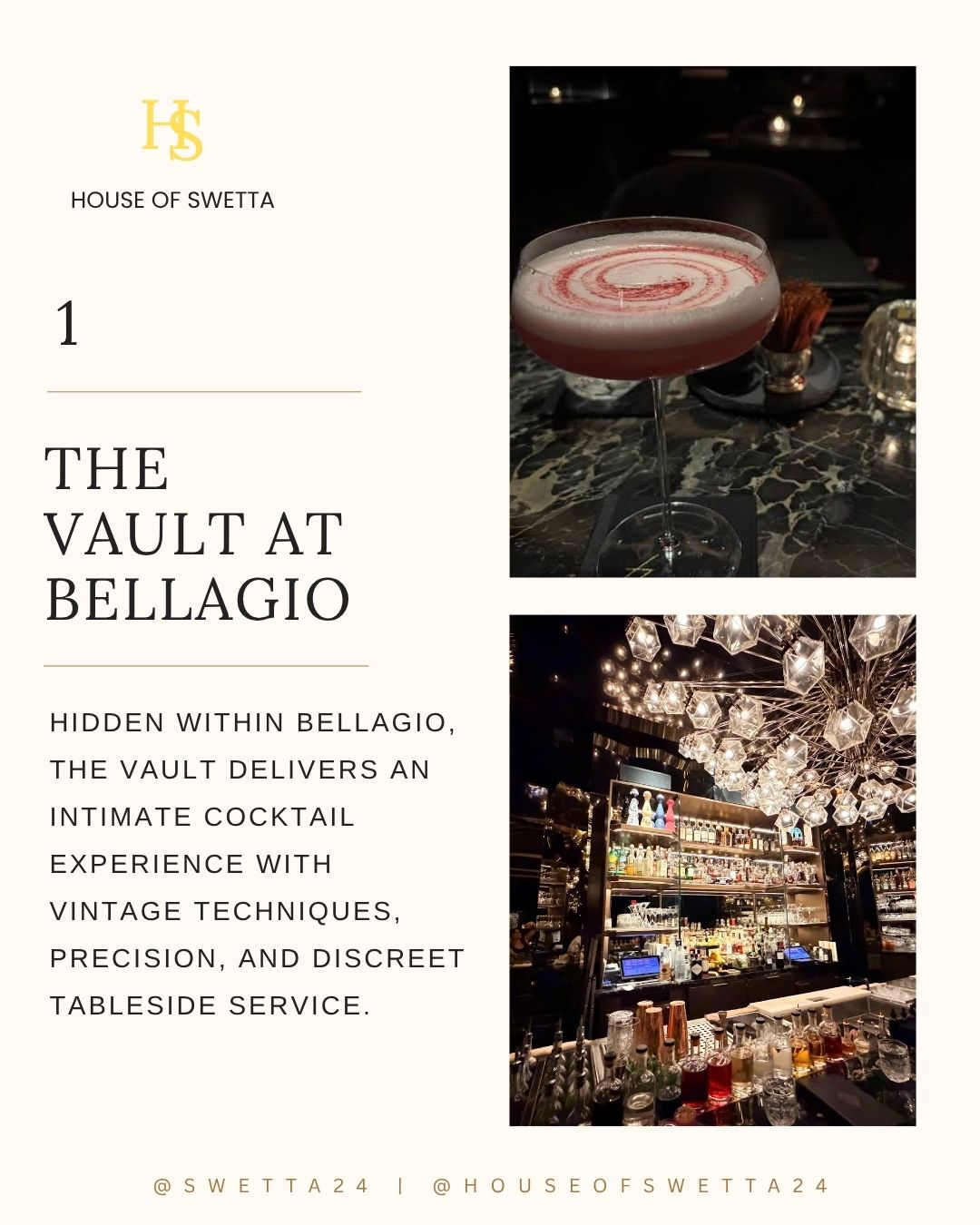 The Vault at Bellagio intimate luxury bar interior