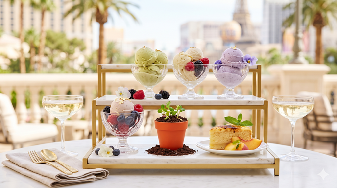 Luxurious summer dessert display in Las Vegas