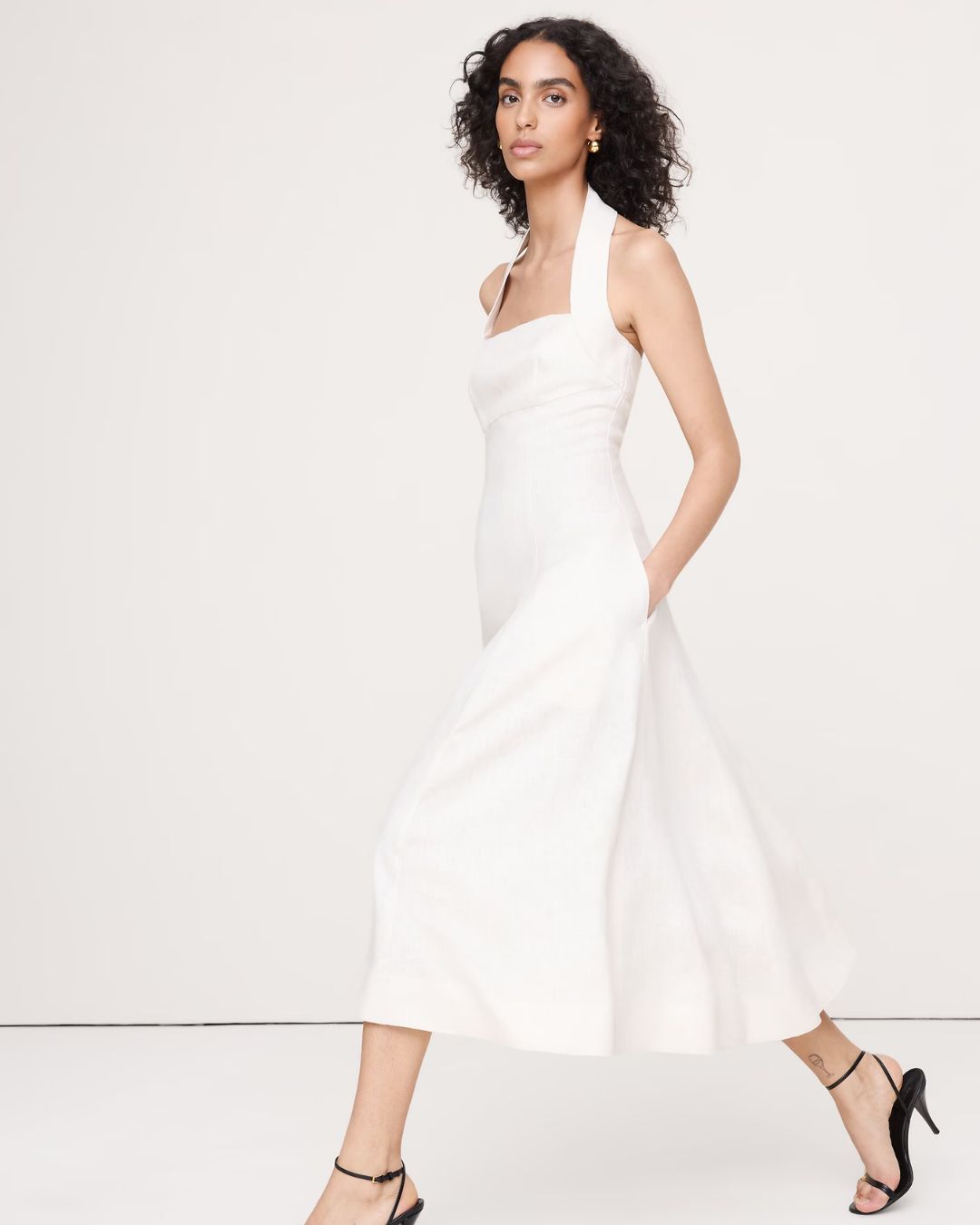 Structured Halter Midi Dress